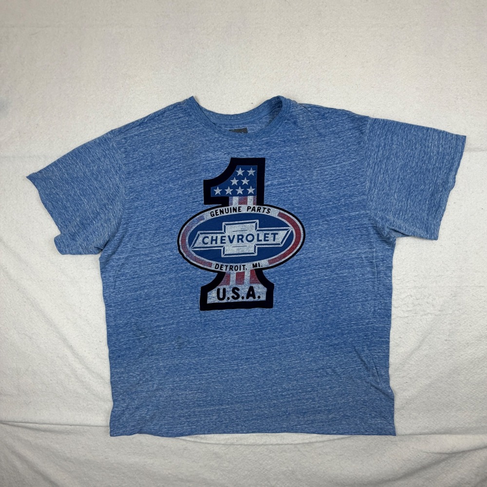 GM Chevrolet Genuine Parts T-Shirt Mens 2XL Blue Heather Short Sleeve Tee